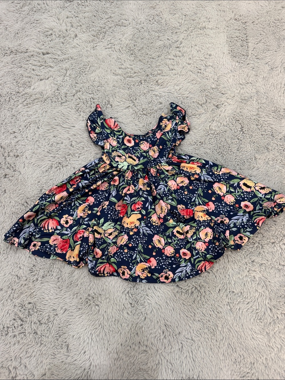 Dot Dot Smile Navy Floral Dress with Pink, Yellow & Green Accents